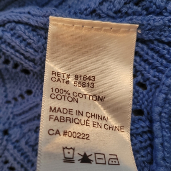 Periwinkle knit shrug, excellent condition, rarely wore, well cared for. - Picture 5 of 7